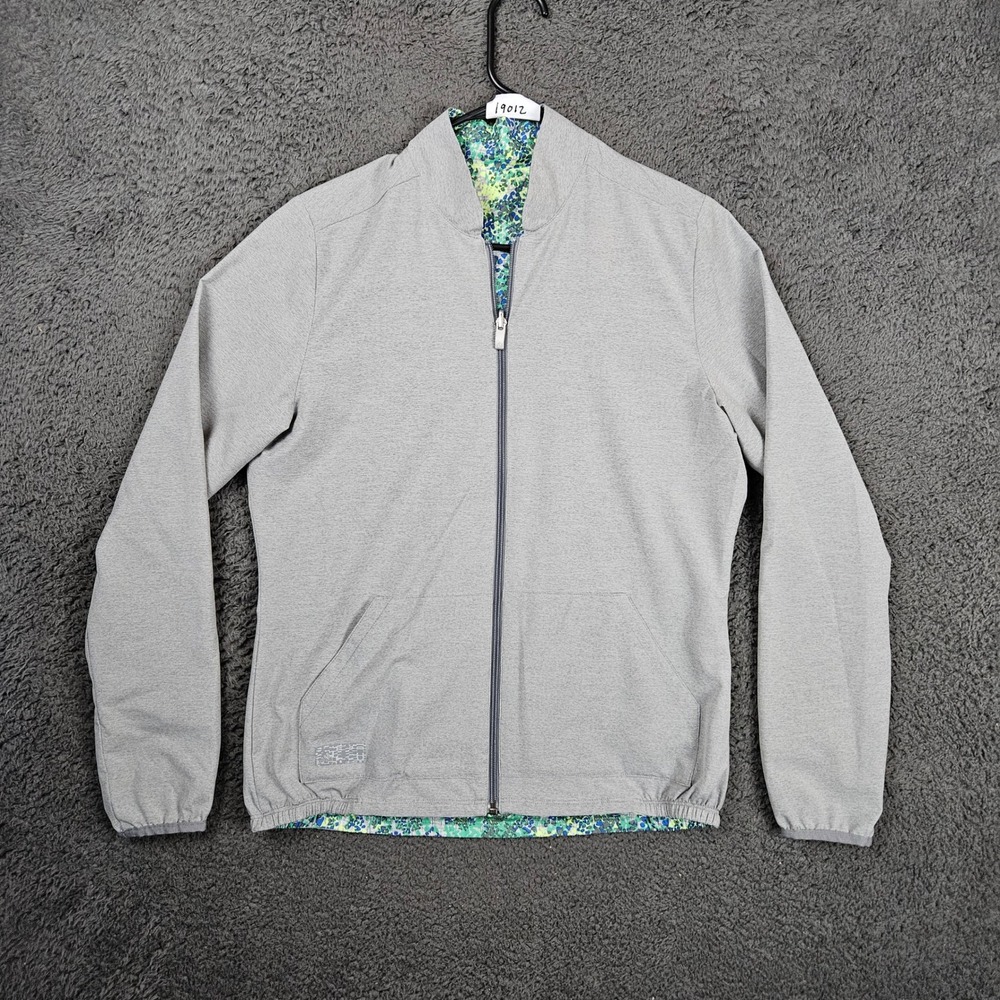 Adidas Women's Gray Reversible Full Zip Jacket Floral Print Lined Medium